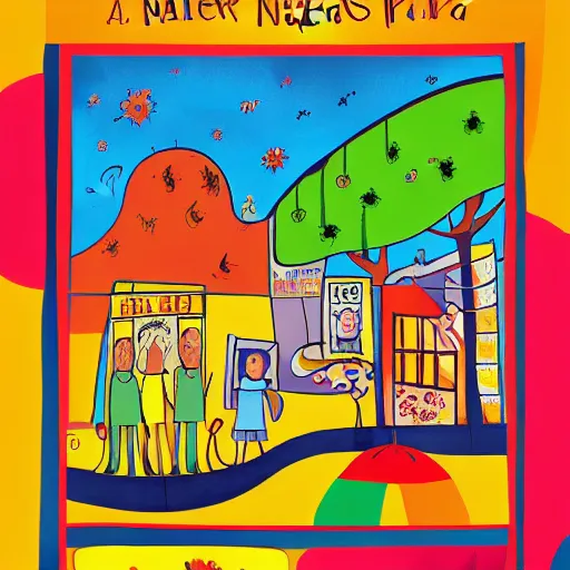 Image similar to a poster for a children's book by keraca visulceva, pixabay contest winner, naive art, concert poster, movie poster