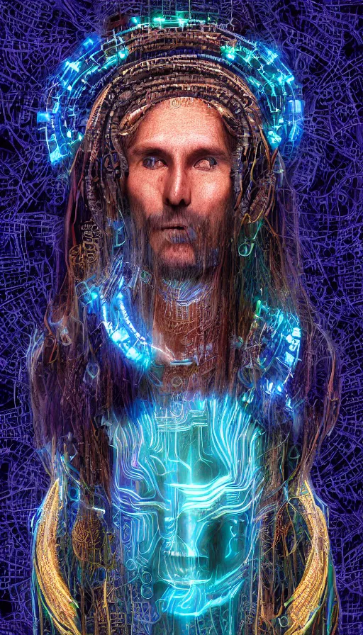 Prompt: portrait of a digital shaman, by studio 4 c