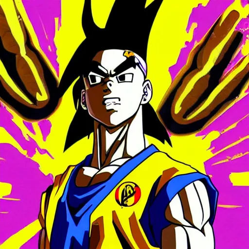 Prompt: denzel curry drawn in the style of dragon ball z
