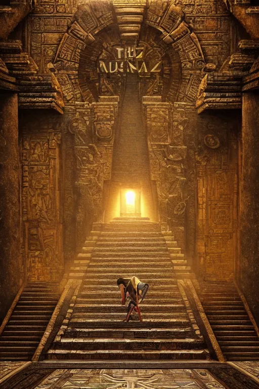 Image similar to inside a majestic aztec temple made of gold, intricate, elegant, volumetric lighting, digital painting, highly detailed, artstation, sharp focus, illustration, concept art, ruan jia, steve mccurry