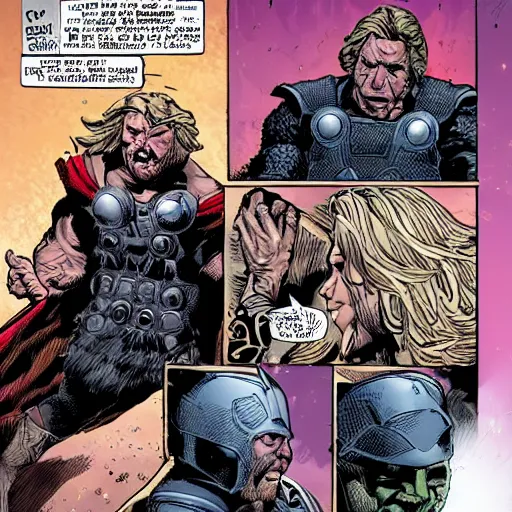 Image similar to Thor enlists the help of Valkyrie, Korg and ex-girlfriend Jane Foster to fight Gorr the God Butcher, who intends to make the gods extinct.