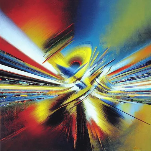 Image similar to abstract art representing momentum, oil painting by john berkey and gabriel dawe, masterwork