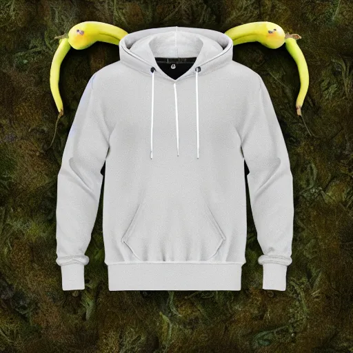 Image similar to a hoodie made from bananas, realistic photo, advertising photography