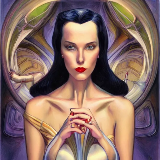 Image similar to a streamline moderne portrait in the style of anna dittmann and donato giancola and charles dulac.