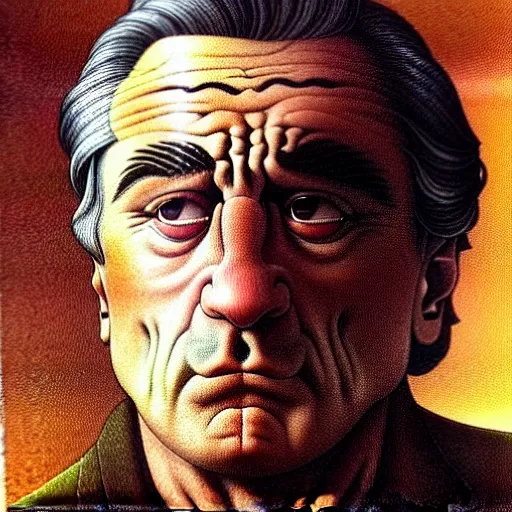 Image similar to Robert de Niro, with an arrogant facial expression, as a wrathful god looking down from the sky, dungeons and dragons portrait, highly_detailed!!, Highly_detailed_face!!!, artstationhq, concept art, sharp focus, illustration, Matte painting, art by Leonardo da Vinci and Michelangelo and Botticelli