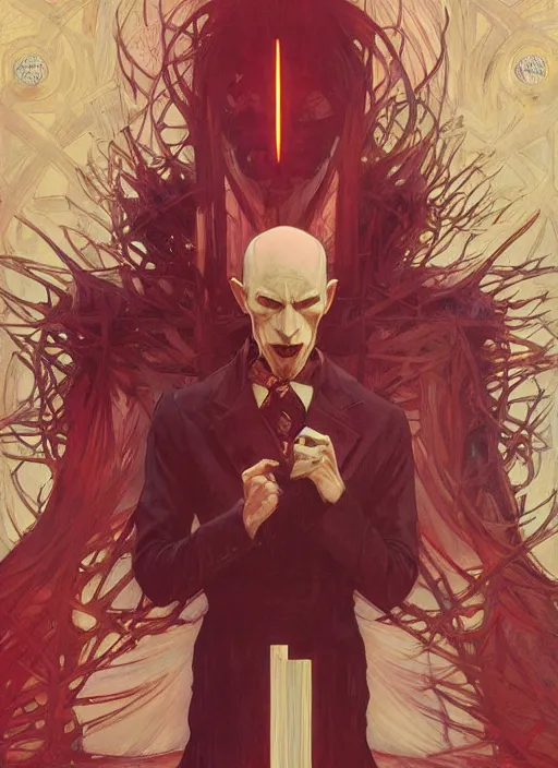 Image similar to symmetry! portrait of nosferatu, red spike aura in motion, floating pieces, painted art by tsuyoshi nagano, greg rutkowski, artgerm, alphonse mucha, spike painting