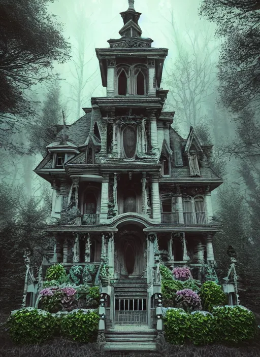 Woodland house detailed Victorian dreamcore unique fantasy cute