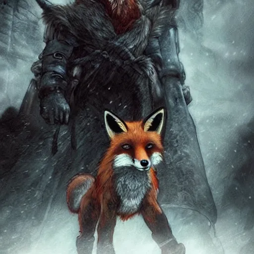 Image similar to a fox in elden ring, elden ring, dark souls