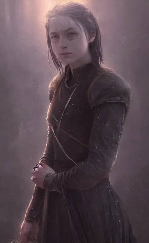Prompt: a girl from final fantasy live action, arya, game of thrones, evocative, mystical night, very very very very detailed, award winning, masterpiece digital painting by greg rutkowski, alex grey, artstation, 4 k wallpaper
