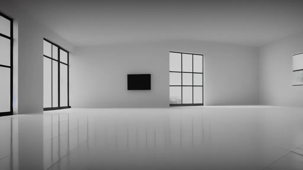 Prompt: a professional photographic portrait view picture of a minimalist room with a white floor an a high roof, without windows, unreal engine 5, trending on artstation, in the style of albert dros
