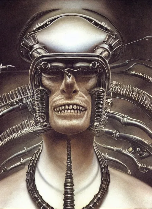 Image similar to a portrait of a mechanical president in the oval office, by h. r. giger, masterpiece, sharp focus, cinematic lightning