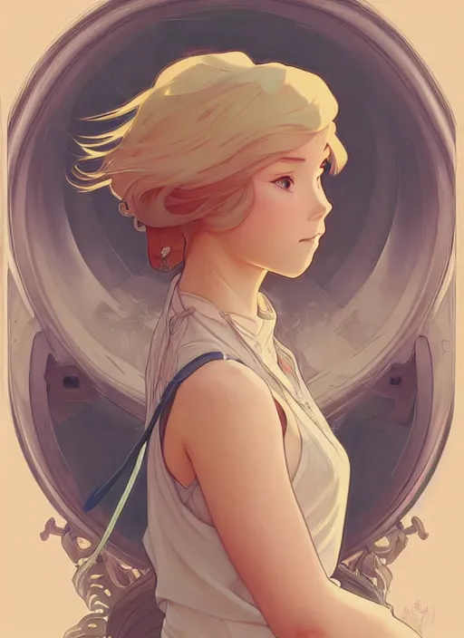 Prompt: pretty young man with shoulder length blond hair, half body shot, path traced, highly detailed, high quality, digital painting, by studio ghibli and alphonse mucha, hidari, disney, android jones, andreas rocha, conrad roset