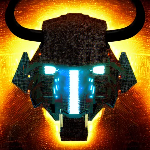 Prompt: a cybertronic bison, leds, high detail, sharp, studio, digital art