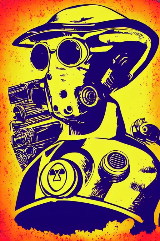 Image similar to fallout 7 6 retro futurist illustration art by butcher billy, sticker, colorful, illustration, highly detailed, simple, smooth and clean vector curves, no jagged lines, vector art, smooth andy warhol style