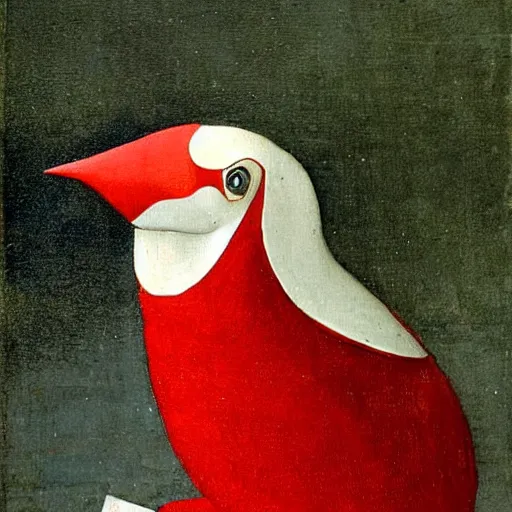 Image similar to red penguin by hieronymus bosch