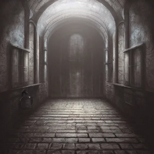 Image similar to dungeon chair, moody atmospheric, prison dungeon, oppressive colors, dark, damp, dungeon corridor, artstation award, magic the gathering