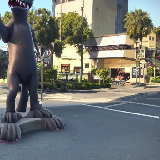 Image similar to tyrannosaurus in studio city, still from bojack horseman