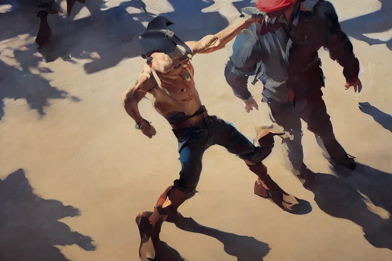 Image similar to greg manchess painting of a man in an arena tripping and falling, profile picture, organic painting, sunny day, matte painting, bold shapes, hard edges, street art, trending on artstation, by huang guangjian, gil elvgren, ruan jia, randy vargas, greg rutkowski