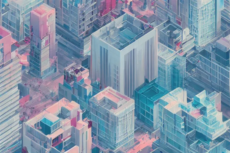 Image similar to Isometric japanese city, volumetrics, 3d render, octane render, trending on artstation, digital art, by Conrad Roset