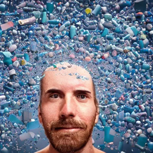 Image similar to man filled with microplastics