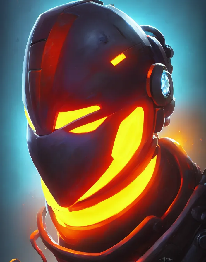 Image similar to epic mask helmet robot ninja portrait stylized as fornite style game design fanart by concept artist gervasio canda, behance hd by jesper ejsing, by rhads, makoto shinkai and lois van baarle, ilya kuvshinov, rossdraws global illumination radiating a glowing aura global illumination ray tracing hdr render in unreal engine 5