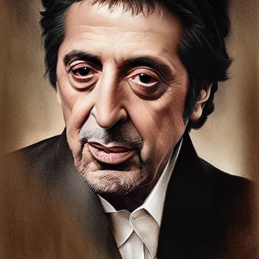 Image similar to portrait of al pacino by mitch griffiths