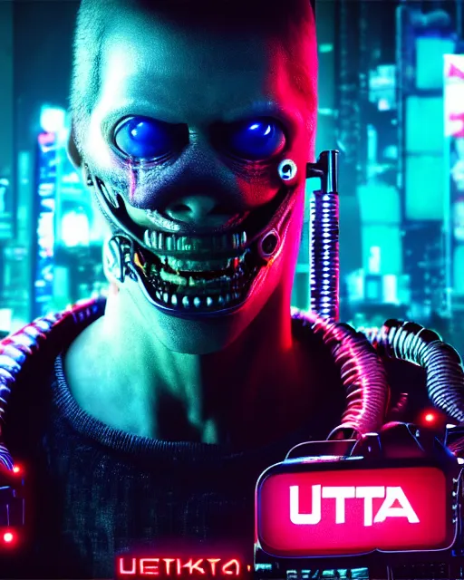 Image similar to film still of a monster, cyberpunk 4 k ultra detailed