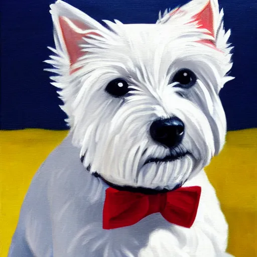 Image similar to painting of a westie in a tuxedo