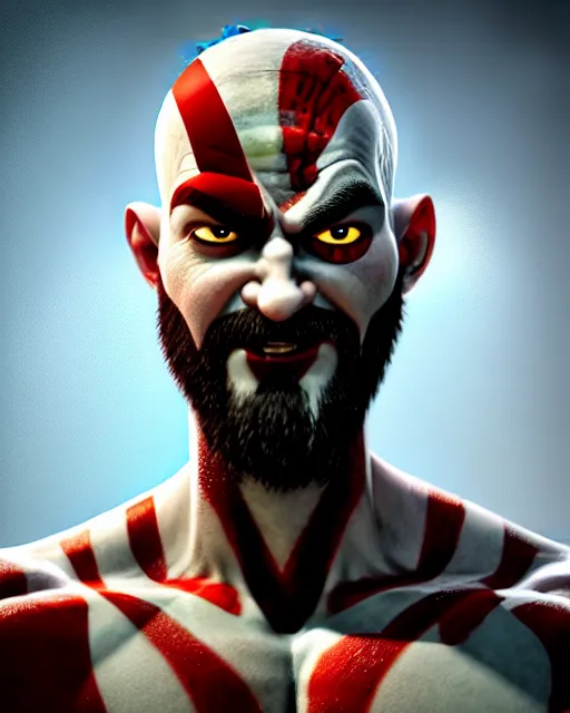 Prompt: an epic comic book style full body portrait painting of kratos bubble head, elegant, character design by Mark Ryden and Pixar and Hayao Miyazaki, unreal 5, DAZ, hyperrealistic, octane render, cosplay, RPG portrait, dynamic lighting, intricate detail, summer vibrancy, cinematic