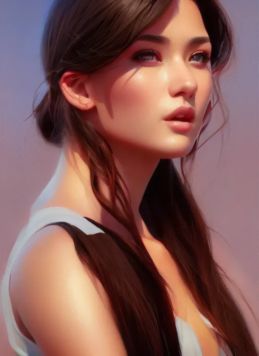 Image similar to photo of a gorgeous young woman in the style of stefan kostic, realistic, sharp focus, 8 k high definition, insanely detailed, intricate, elegant, art by stanley lau and artgerm