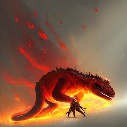 Prompt: fire lizard, digital Art, Greg rutkowski, Trending artstation, cinematic