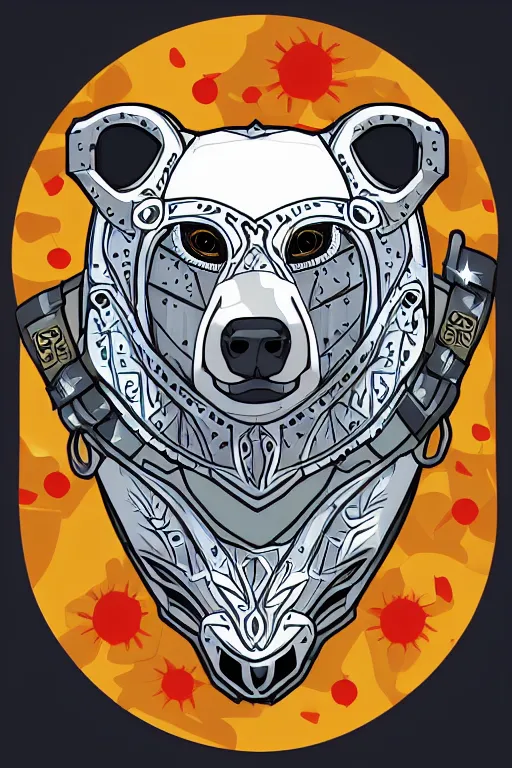 Image similar to Portrait of a polar bear in medieval armor, knight, medieval, sticker, colorful, illustration, highly detailed, simple, smooth and clean vector curves, no jagged lines, vector art, smooth