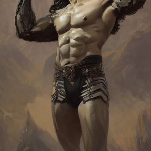 Prompt: painted portrait of rugged zeta reticulan, god of thunder, greek god, stoic, mature, handsome, upper body, grey and black, torso, fantasy, intricate, elegant, highly detailed, digital painting, artstation, concept art, smooth, sharp focus, illustration, art by gaston bussiere and alphonse mucha