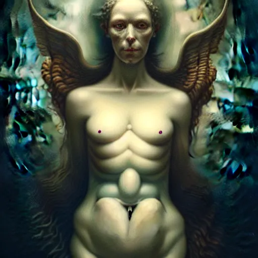 Image similar to woman tethered to a womb, in the style of peter mohrbacher by weta digital and beth cavener, high face symmetry, intricate, masterpiece, award winning, high face symmetry, intricate