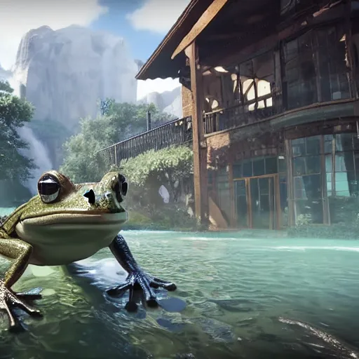 Image similar to unreal engine 8 demo The Frog 8k insane ray tracing