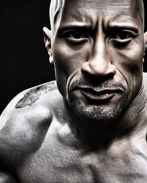 Image similar to film still close - up shot of dwayne johnson as a mime. photographic, photography