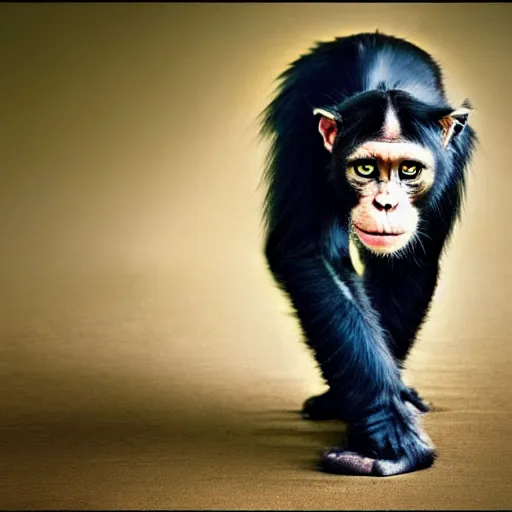 Prompt: a feline cat - chimpanzee - hybrid, animal photography