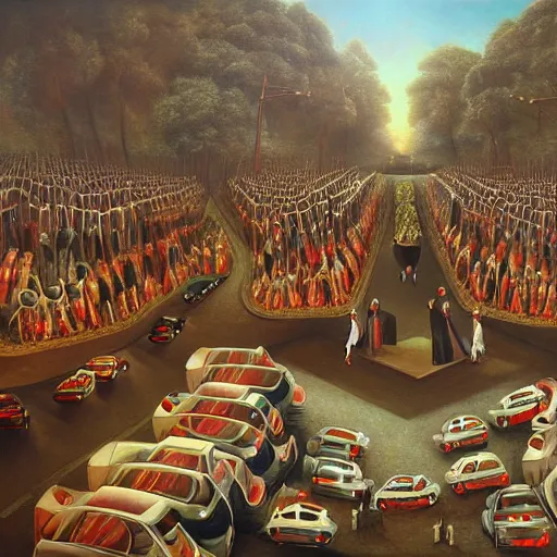 Image similar to An ultra realistic surrealism painting of the 3d soul of music by the victorious essence of beethovens 7th symphony as a traffic jam, 8k, ultra realistic! Photorealism, hyperrealistic, surreal