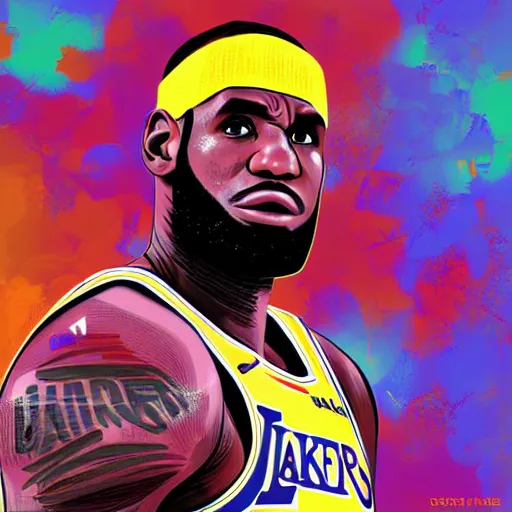 Prompt: Lebron James, digital art, nyc