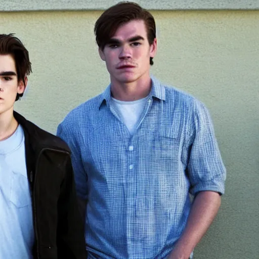 Image similar to kj apa with walter white, still from breaking bad