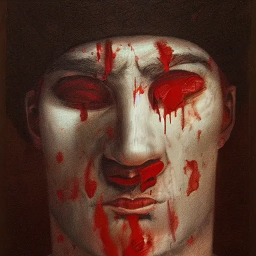 Prompt: a man with a bloodied nose, Fantasy painting portrait