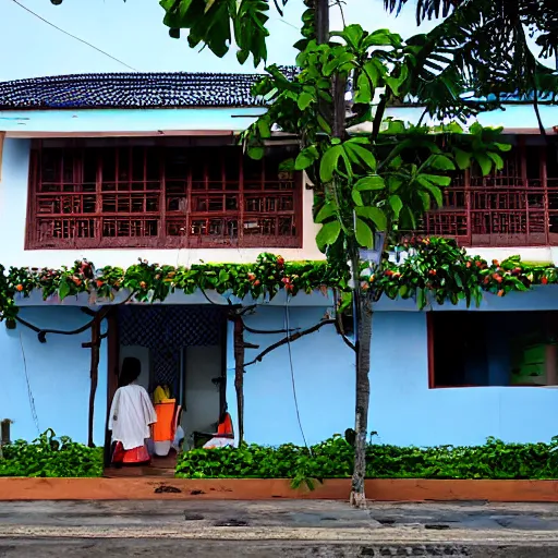 Prompt: street photo view of local sea side house in thailand - w 1 0 2 4