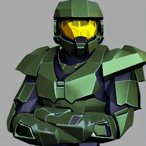 Image similar to Low poly render of Master Chief