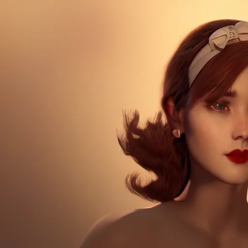 Image similar to beautiful girl from 1950, portrait character concept style trending on artstation concept art detailed octane render cinematic photo-realistic 8k high detailed