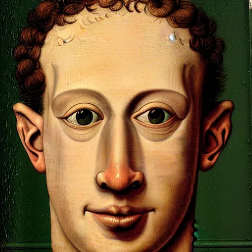 Image similar to marc zuckerberg portrait by giuseppe arcimboldo. the portrait consists of zucchinis of different sizes.