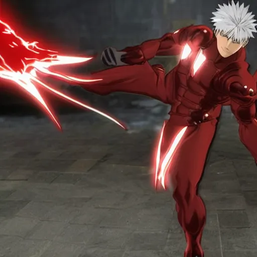 Image similar to boros from one punch man series as raiden from metal gear rising revengeance