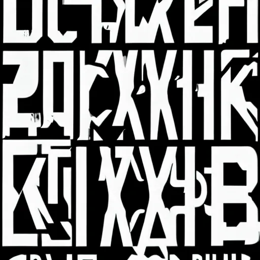 Prompt: black on white graphic design typography in style of david rudnick, eric hu, guccimaze, acid, y 2 k, 4 k sharpening,