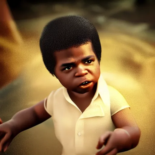 Prompt: james brown baby, splash art, detailed face, photorealistic facial features, cinematic lighting, dramatic, octane render, long lens, shallow depth of field, bokeh, anamorphic lens flare, hyper detailed, 3 5 mm film grain