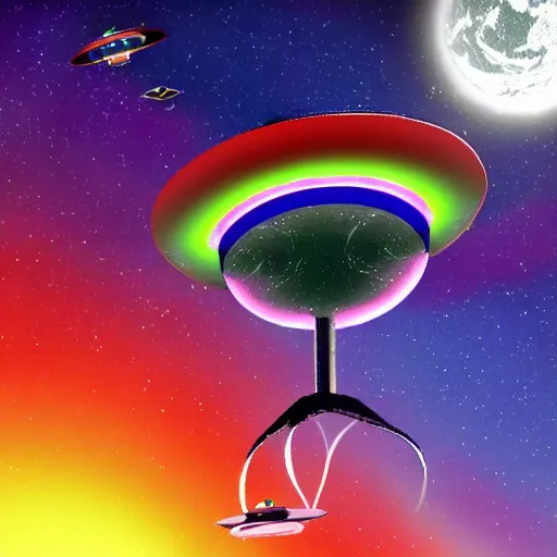 Image similar to rainbow cosmic sci fi ufo