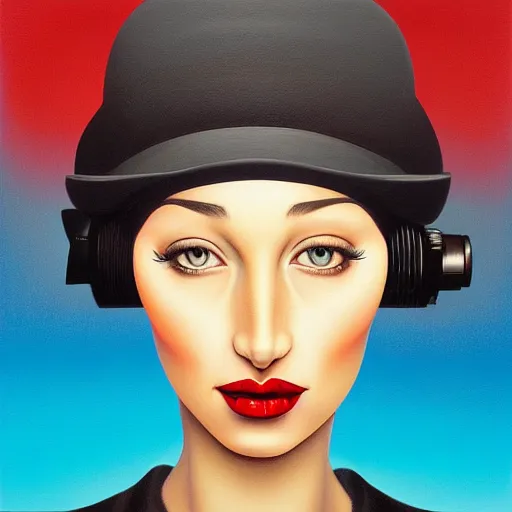 Image similar to behance contest winner, airbrush art, a painting of a woman, minimalist, skeuomorphic, detailed painting, very detailed, pop surrealism, an ultrafine detailed painting by rafal olbinski